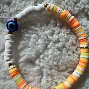 Colorful Beaded Bracelet with Evil Eye Charm